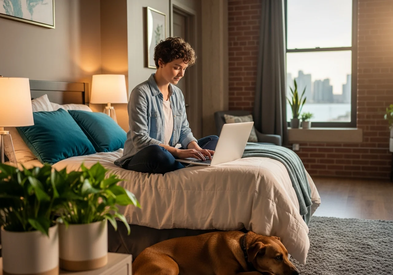 A student completing a housing accommodation request on a laptop